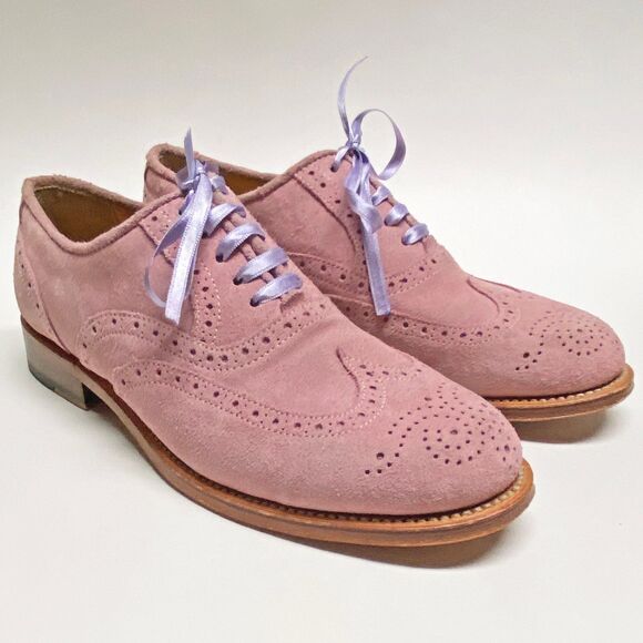 Sofia Luzon Pink Suede Brogues Oxfords Shoes EU 37 US 6.5 Spain Lace-up Handmade - Picture 1 of 9